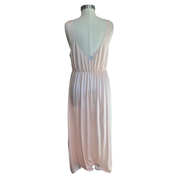 Lorriane 1980s Vintage Pink Nylon Lace Sweep Romantic Slip Nightgown Size L - Picture 3 of 11